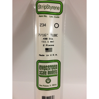 EVERGREEN WHITE POLYSTYRENE TUBE 0.438 X 14" / 11.1MM X 36CM (2)