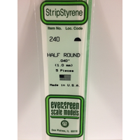 Evergreen White Polystyrene Half Round 0.040 X 14" / 1Mm X 36Cm (5)