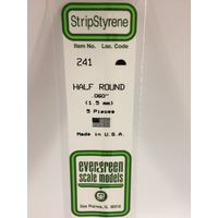 Evergreen White Polystyrene Half Round 0.060 X 14" / 1.5Mm X 36Cm (5)