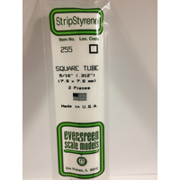 Evergreen White Polystyrene Square Tube 0.312 X 14" / 7.9Mm X 36Cm (2)