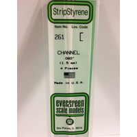 EVERGREEN WHITE POLYSTYRENE CHANNEL 0.060 X 14" / 1.5MM X 36CM (4)