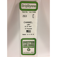 Evergreen White Polystyrene Channel 0.100 X 14" / 2.5Mm X 36Cm (4)