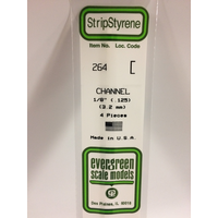 Evergreen White Polystyrene Channel 0.125 X 14" / 3.2Mm X 36Cm (4)