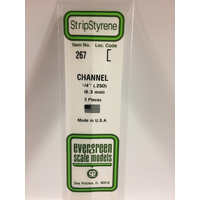 EVERGREEN WHITE POLYSTYRENE CHANNEL 0.250 X 14" / 6.4MM X 36CM (3)