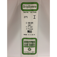 Evergreen White Polystyrene I-Beam 0.060 X 14" / 1.5Mm X 36Cm (4)