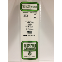 Evergreen White Polystyrene I-Beam 0.100 X 14" / 2.5Mm X 36Cm (4)