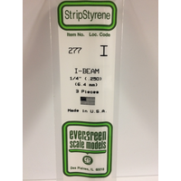 EVERGREEN WHITE POLYSTYRENE I-BEAM 0.250 X 14" / 6.4MM X 36CM (3)