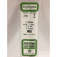 Evergreen White Polystyrene I-Beam 0.312 X 14" / 7.9Mm X 36Cm (2)