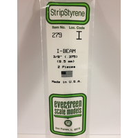 EVERGREEN WHITE POLYSTYRENE I-BEAM 0.375 X 14" / 9.5MM X 36CM (2)