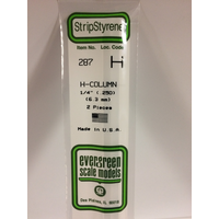 Evergreen White Polystyrene H-Column 0.250 X 14" / 6.4Mm X 36Cm (2)