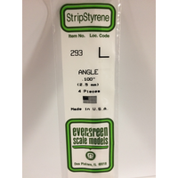 Evergreen White Polystyrene Angle 0.100 X 14" / 2.5Mm X 36Cm (4)