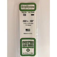 Evergreen White Polystyrene Strip 0.060 X 0.188 X 24" / 1.5Mm X 4.8Mm X 61Cm (12)