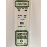 EVERGREEN WHITE POLYSTYRENE STRIP 0.080 X 0.188 X 24" / 2MM X 4.8MM X 61CM (11)