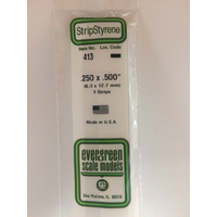 EVERGREEN WHITE POLYSTYRENE STRIP 0.250 X 0.500 X 24" / 6.4MM X 12.7MM X 61CM (3)