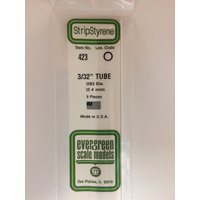 EVERGREEN WHITE POLYSTYRENE ROUND TUBE 0.093 X 24" / 2.4MM X 61CM (9)