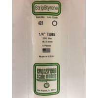 EVERGREEN WHITE POLYSTYRENE ROUND TUBE 0.250 X 24" / 6.4MM X 61CM (5)