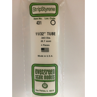 Evergreen White Polystyrene Round Tube 0.344 X 24" / 8.7Mm X 61Cm (4)