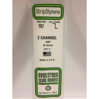 Evergreen White Polystyrene Z Channel .250 X .125 X 14" / 6.4Mm X 3.2Mm X 36Cm (2)