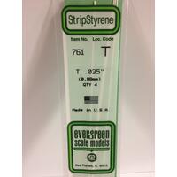 Evergreen White Polystyrene T Profile 0.035 X 0.035 X 14" 0.012 Thick/ 0.9Mm X 0.89Mm X 36Cm (4)