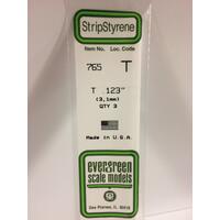 Evergreen White Polystyrene T Profile 0.123 X 0.123 X 14" 0.040 Thick / 3.1Mm X 3.1Mm X 36Cm (3)
