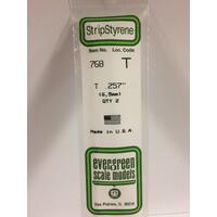 Evergreen White Polystyrene T Profile 0.257 X 0.257 X 14" 0.085 Thick / 6.5Mm X 6.5Mm X 36Cm (2)