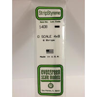 Evergreen White Polystyrene O-Scale Strip 0.083 X 0.167 X 14" / 2.1Mm X 4.2Mm X 36Cm (6)