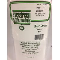 EVERGREEN WHITE POLYSTYRENE V-GROOVE SIDING SHEET 0.050 X 6 X 12" / 1.3MM X 15CM X 30CM (1)