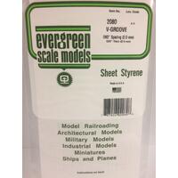 Evergreen White Polystyrene V-Groove Siding Sheet 0.080 X 6 X 12" / 2Mm X 15Cm X 30Cm (1)