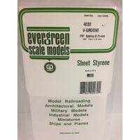 EVERGREEN WHITE POLYSTYRENE V-GROOVE SIDING SHEET 0.030 X 6 X 12" / 0.76MM X 15CM X 30CM (1)