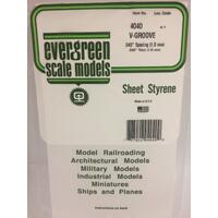 Evergreen White Polystyrene V-Groove Siding Sheet 0.040 X 6 X 12" / 1Mm X 15Cm X 30Cm (1)