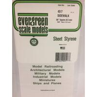 Evergreen White Polystyrene Sidewalk Sheet 0.375 X 6 X 12" / 9.5Mm X 15Cm X 30Cm (1)