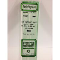 EVERGREEN WHITE POLYSTYRENE HO SCALE STRIP 0.011 X 0.023 X 14" (10)