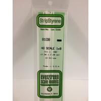 Evergreen White Polystyrene Ho Scale Strip 0.011 X 0.092 X 14" (10)
