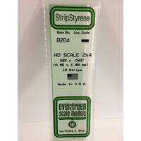 Evergreen White Polystyrene Ho Scale Strip 0.023 X 0.046 X 14" (10)