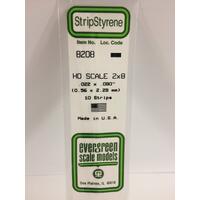 EVERGREEN WHITE POLYSTYRENE HO SCALE STRIP 0.023 X 0.092 X 14" (10)