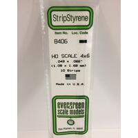 Evergreen White Polystyrene Ho Scale Strip 0.046 X 0.069 X 14" (10)