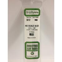 EVERGREEN WHITE POLYSTYRENE HO SCALE STRIP 0.046 X 0.138 X 14" (10)