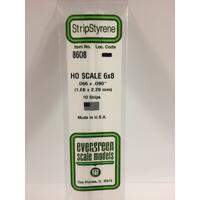 Evergreen White Polystyrene Ho Scale Strip 0.069 X 0.092 X 14" (10)