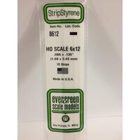 EVERGREEN WHITE POLYSTYRENE HO SCALE STRIP 0.069 X 0.138 X 14" (10)