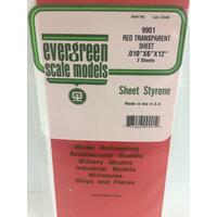 Evergreen Transparent Red Polystyrene Sheet 0.010 X 6 X 12" / 0.25Mm X 15Cm X 30Cm (2)