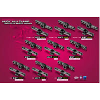 HUDY ALU CLAMP THROTTLE SERVO HORN - FUTABA, SAVOX - OFFSET - M3 - 2-HOLE - 25T - HD293443