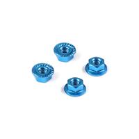 ALU NUT M4 WITH SERRATED FLANGE - BLUE (4)