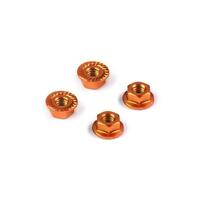 ALU NUT M4 WITH SERRATED FLANGE - ORANGE (4)