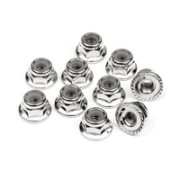 HPI SERRATED FLANGE LOCK NUT M4 (SILVER/10PCS) [103729]