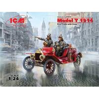Icm 1/24 Model T 1914 Fire Truck With Crew Plastic Model Kit