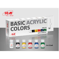 Icm Acrylic Paint Set: Basic Acrylic Colors - 6 Colours