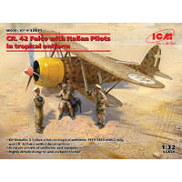 Icm 1/32 Cr. 42 Falco With Italian Pilots In Tropical Uniform Plastic Model Kit