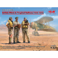 Icm 1/32 British Pilots In Tropical Uniform (1939-1943) (3 Figures) Plastic Model Kit