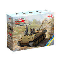 Icm 1/35 "Prost!" Between Battles On Bergepanther (Wwii German Tankmen With Bergepanther) Plastic Model Kit