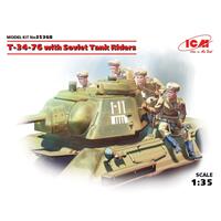 Icm 1/35 T-34-76 With Soviet Tank Riders Plastic Model Kit